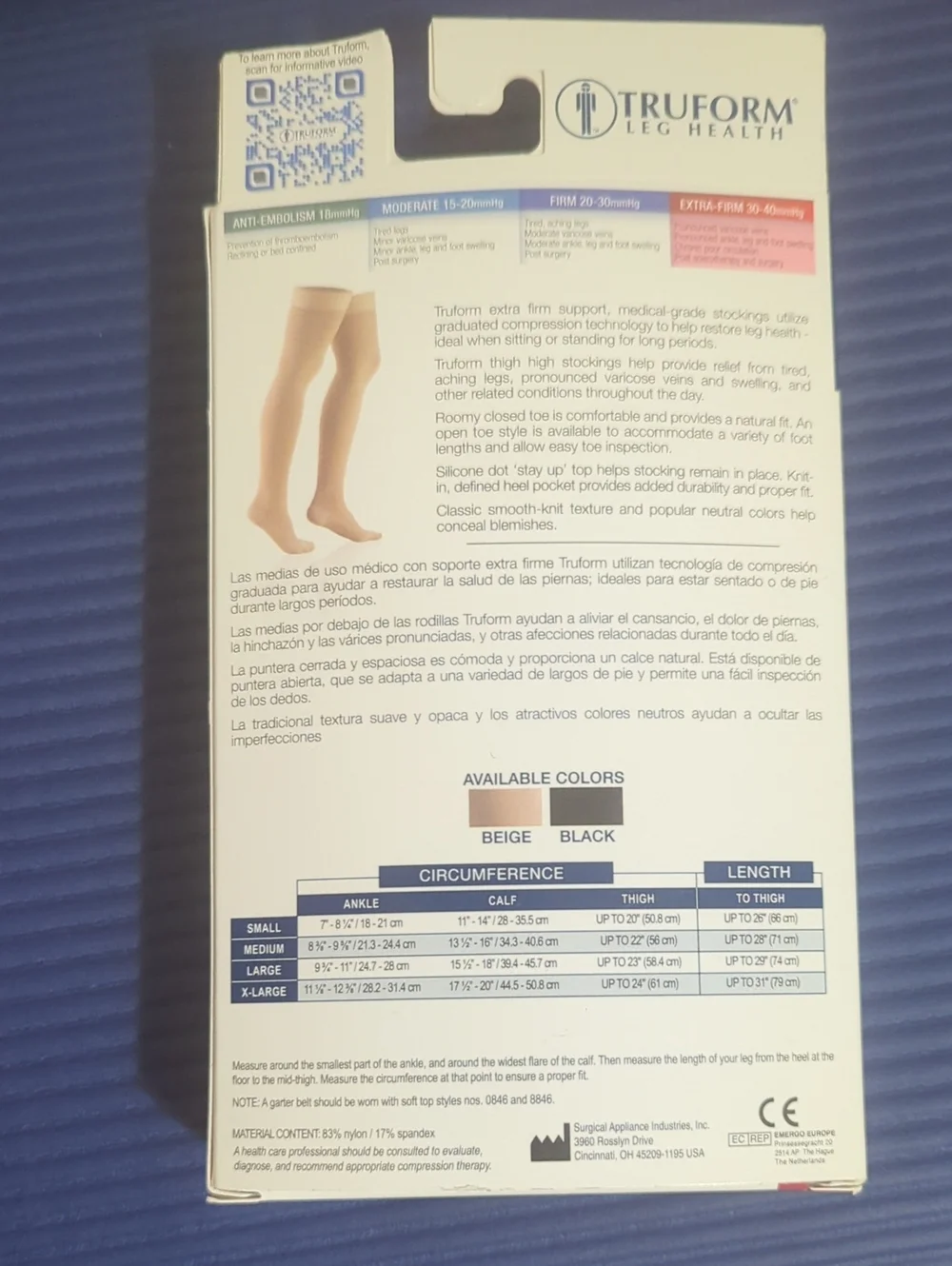 Truform Medical Compression Thigh High.tockings - Black (Men And Women) XL 30-40